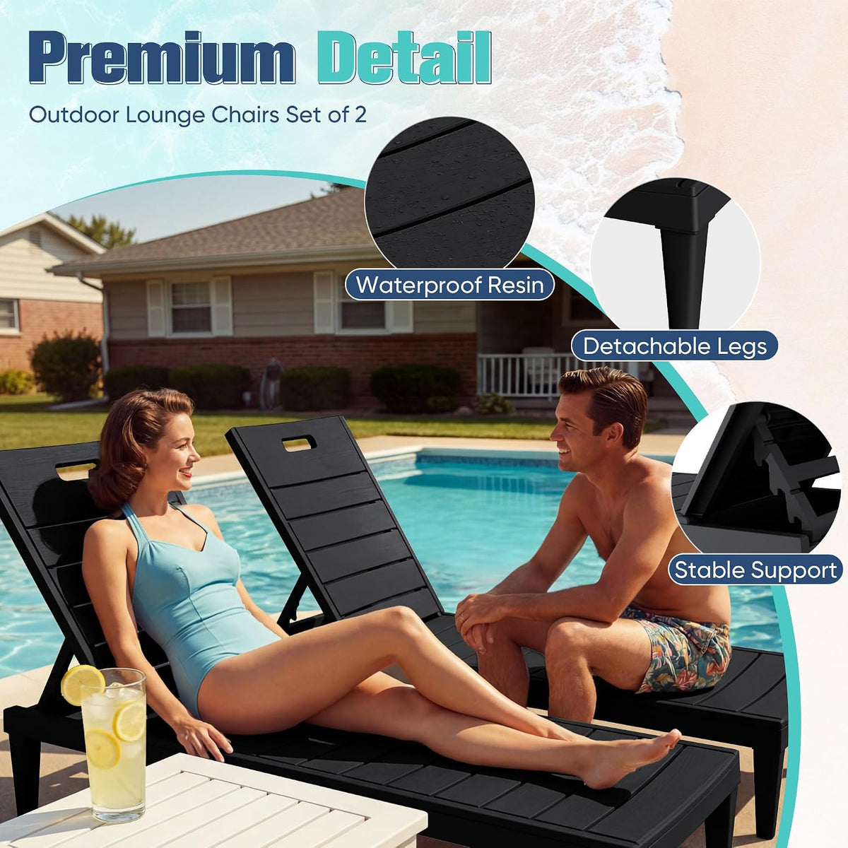 Adjustable Waterproof Outdoor Lounge Chairs
