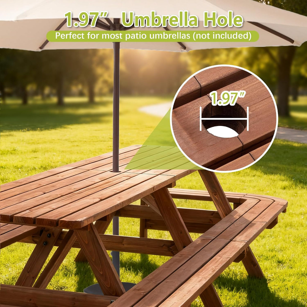 Large Wooden Rectangular Outdoor Picnic Set