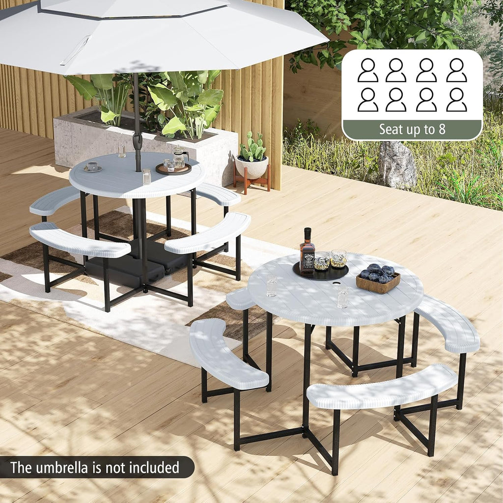 HDPE Round Outdoor Picnic Table Set