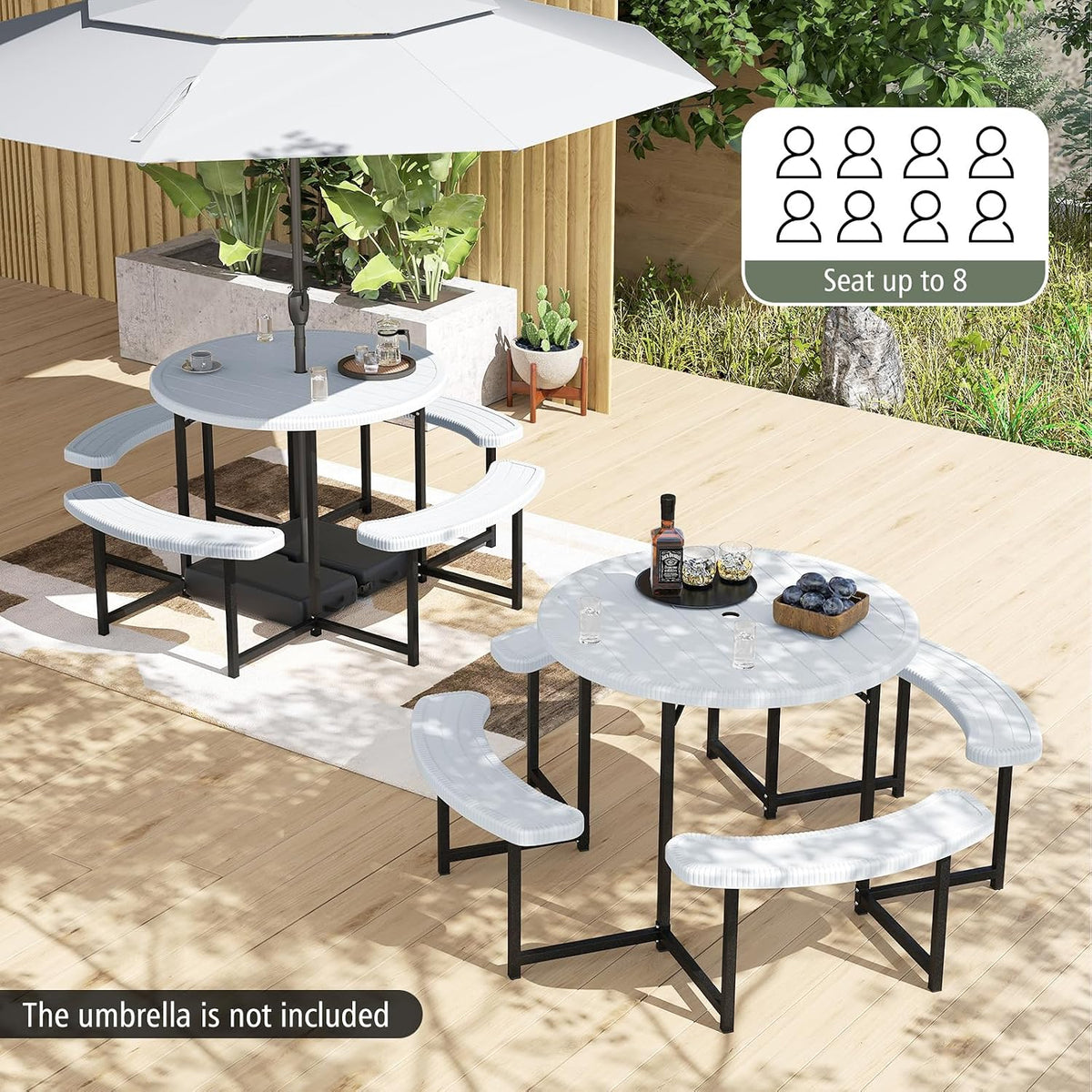 HDPE Round Outdoor Picnic Table Set