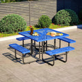 Heavy‑Duty Square Metal Picnic Table Set