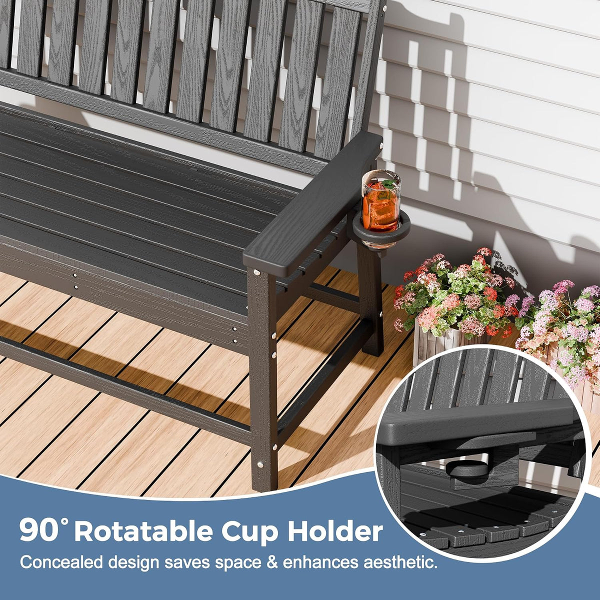 HDPE Weatherproof Two‑Person Outdoor Bench
