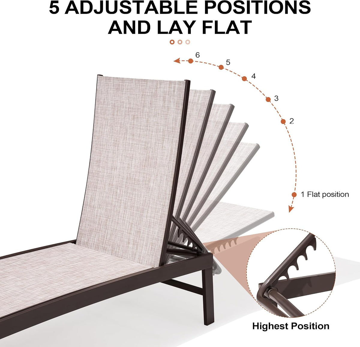 Metal Adjustable Outdoor Lounge Chairs