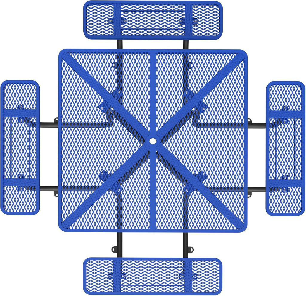 Heavy‑Duty Square Metal Picnic Table Set