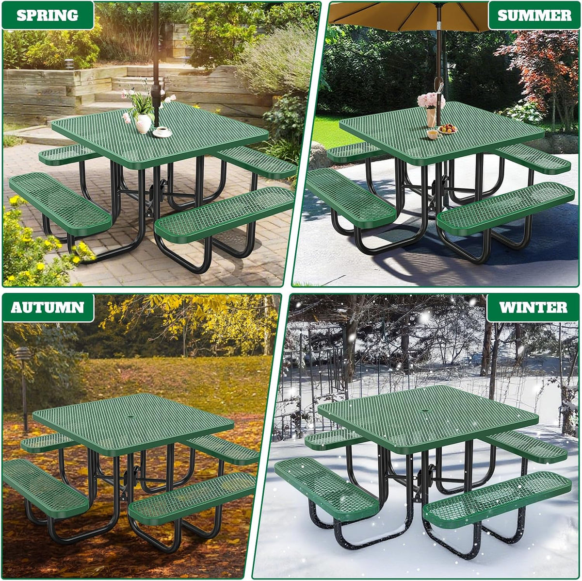 Metal Square Outdoor Picnic Table Set