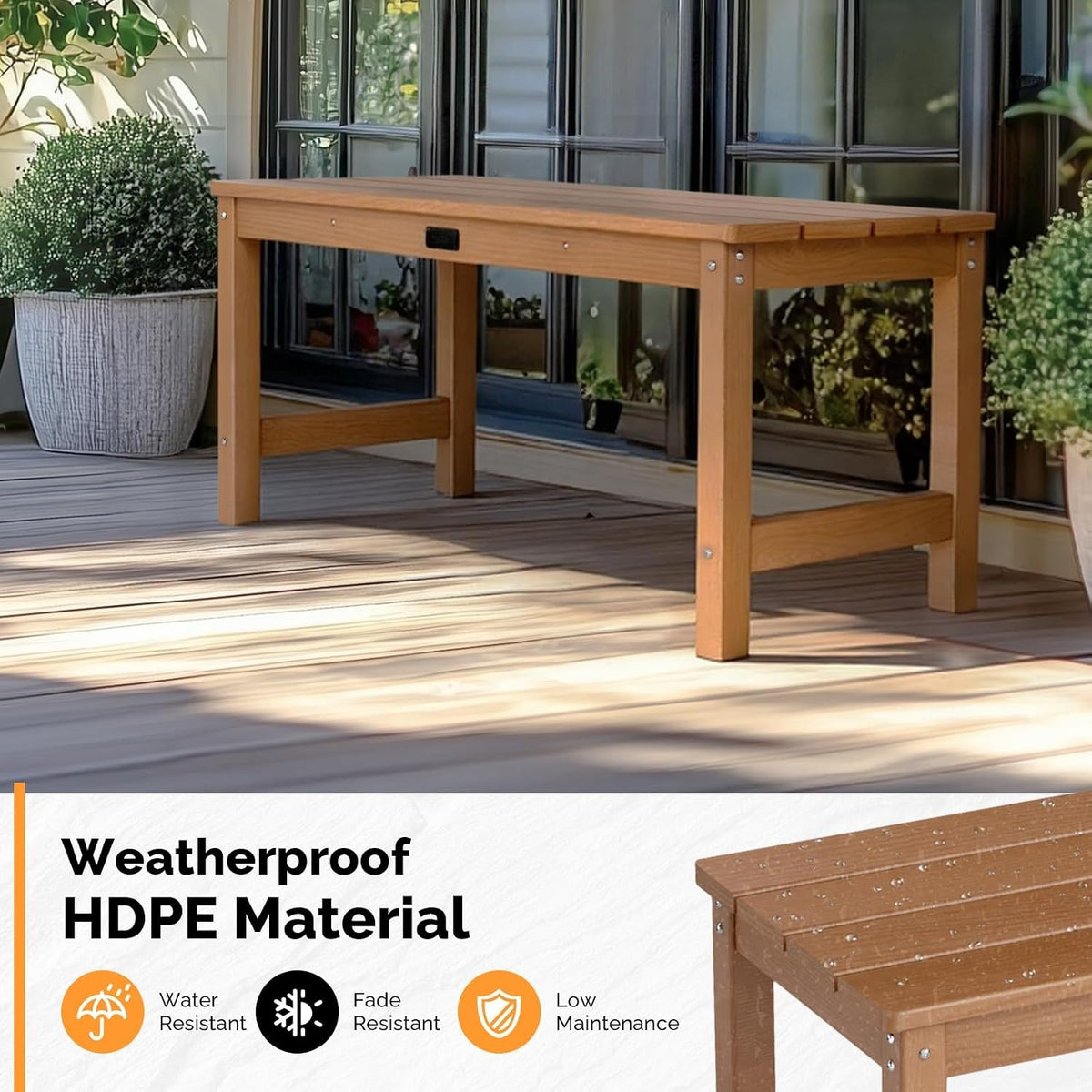 Heavy‑Duty HDPE Outdoor Patio Bench